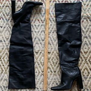 Zara Relaxed Leather Thigh-high Boots size 40eu